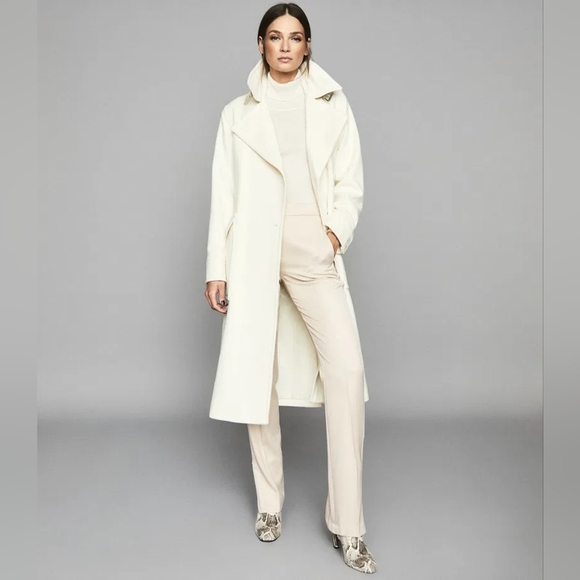 Reiss Farah Split Hem Trousers In Neutral Size 6 - Picture 2 of 7